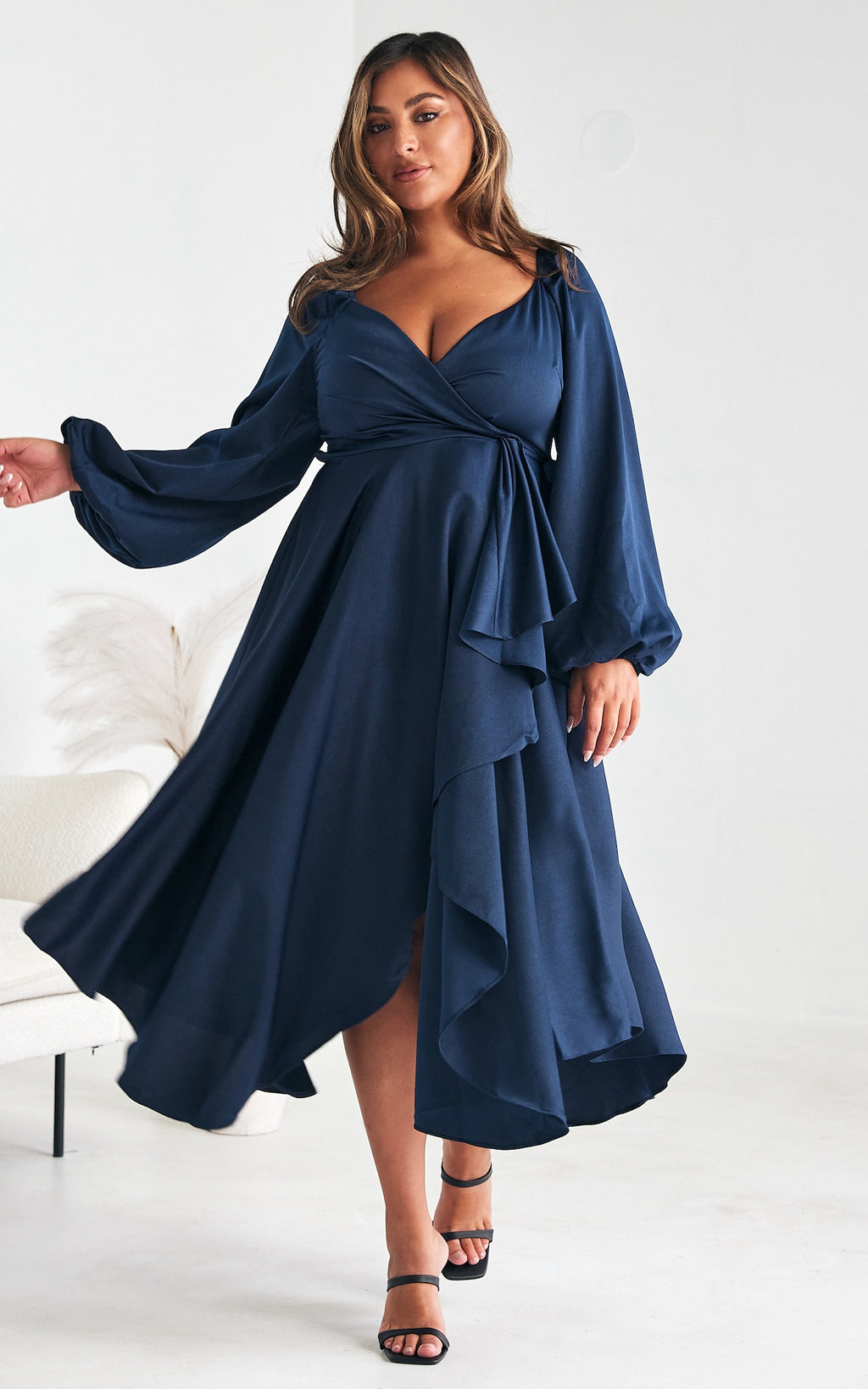 Rossetti Long Sleeve Wrap Maxi Dress - Navy