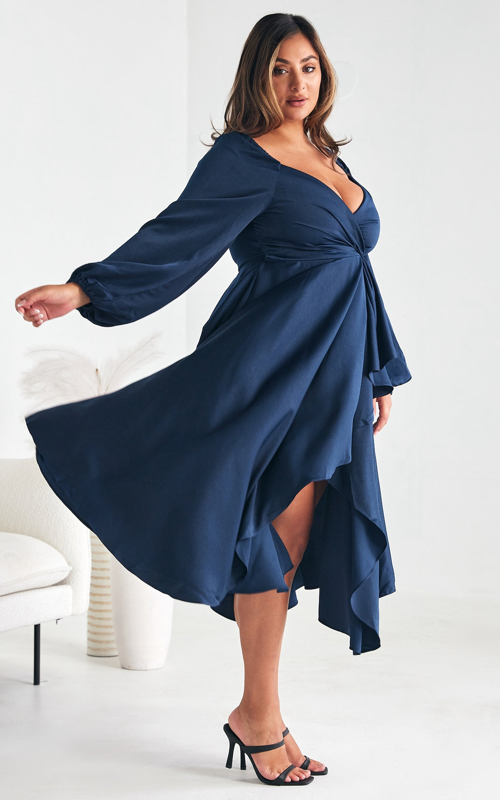 Rossetti Long Sleeve Wrap Maxi Dress - Navy