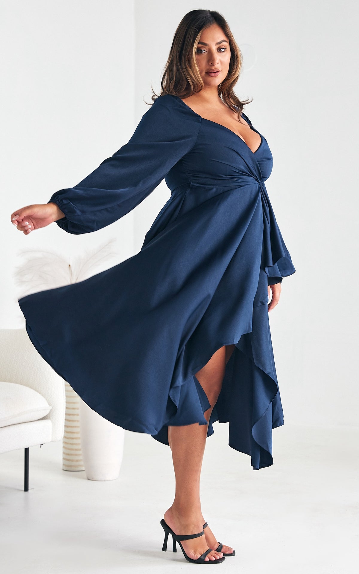 Rossetti Long Sleeve Wrap Maxi Dress - Navy