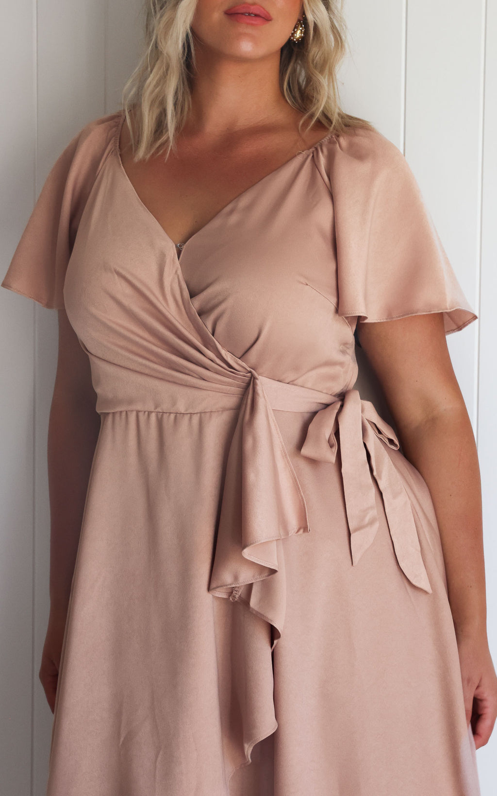Rossetti Short Sleeve Wrap Maxi Dress - Rose Gold