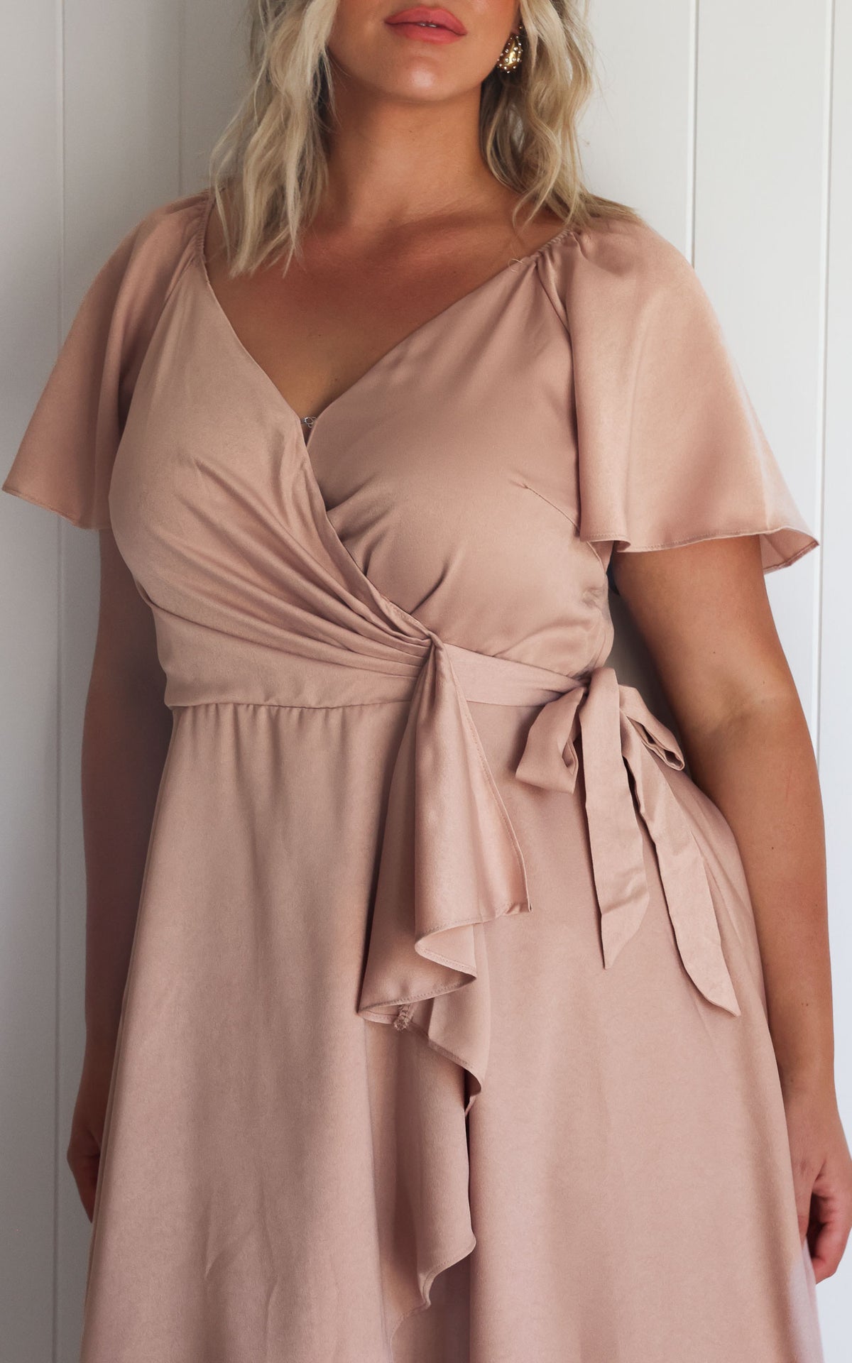 Rossetti Short Sleeve Wrap Maxi Dress - Rose Gold