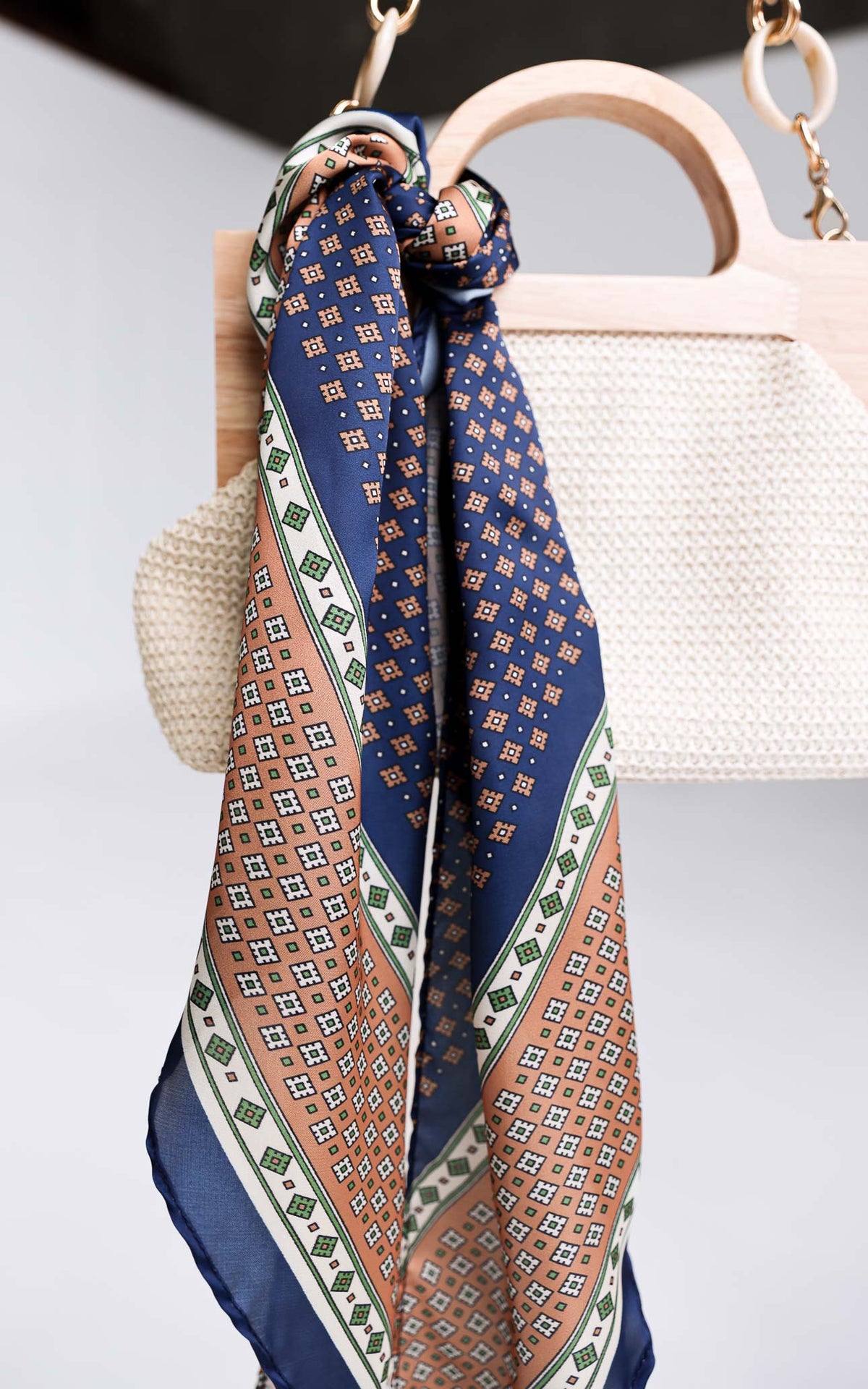 Ridah Triangle Bandana - Blue Multi Diamond Print