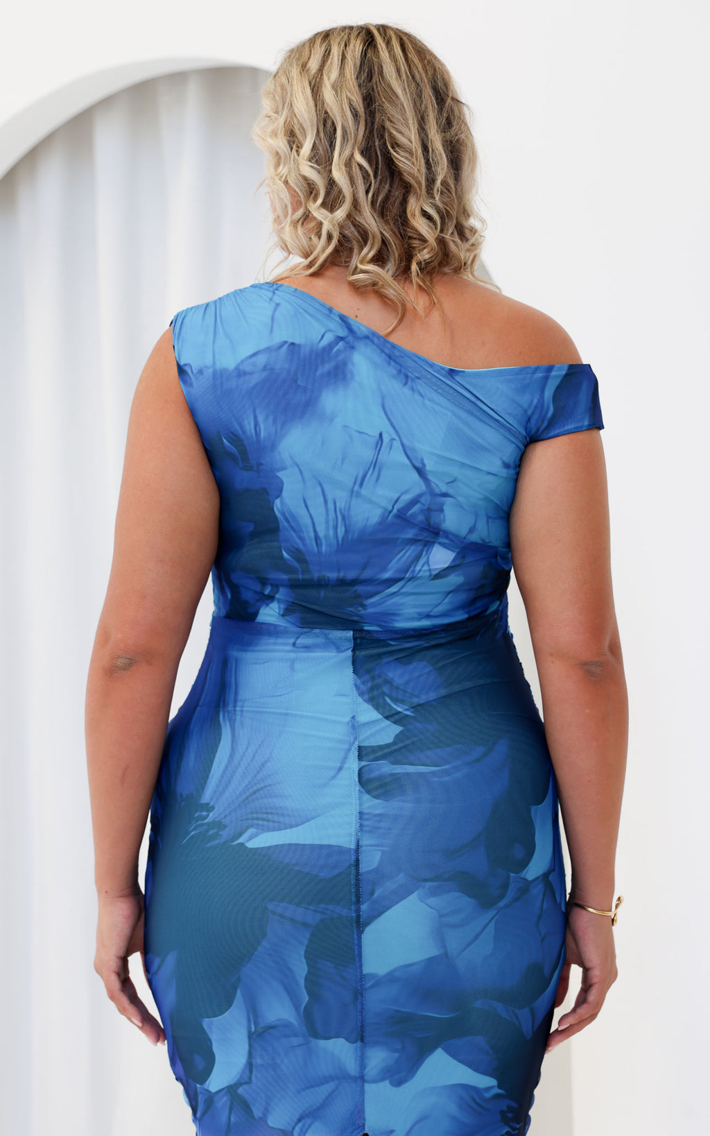 Suki Mesh Midi Dress - Cobalt Blue Floral