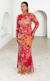 Suzette Mesh Maxi Dress - Leopard Pink Floral