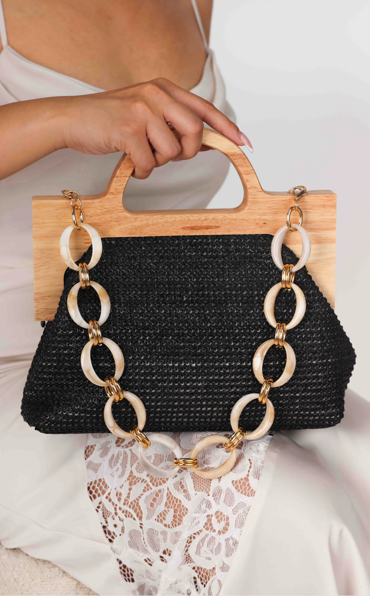 Seychelles Straw Bag - Black