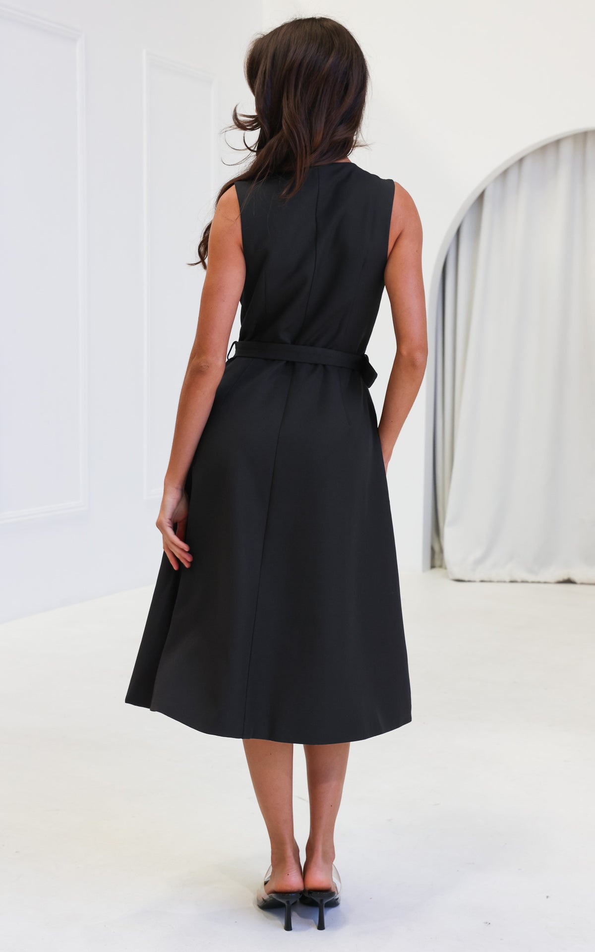 Seddiq Vest Midi Dress - Black