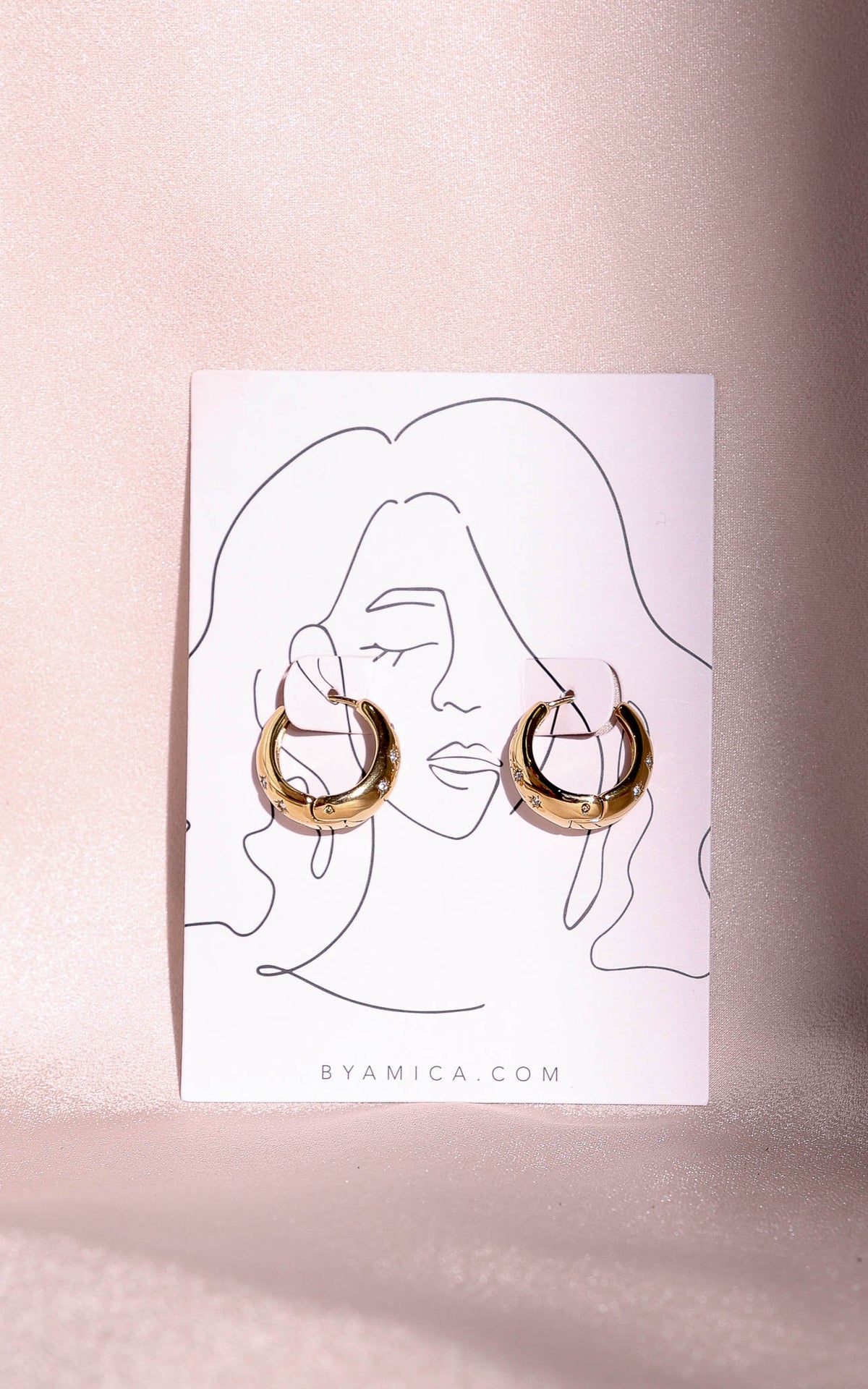 Starky Hoop Earrings - Gold Bubble U Diamante