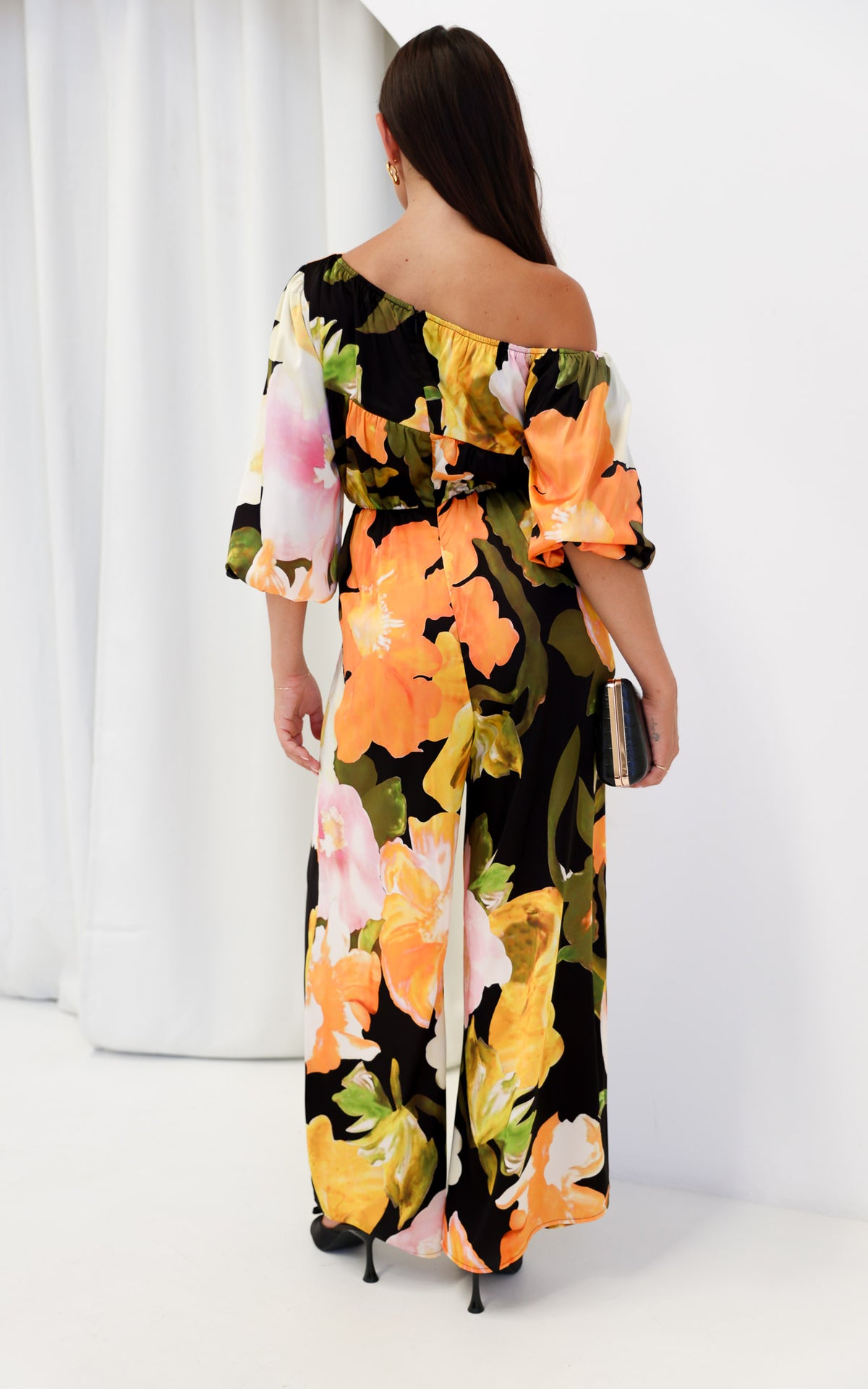 Tabitha Wide Leg Jumpsuit - Black Multi Floral