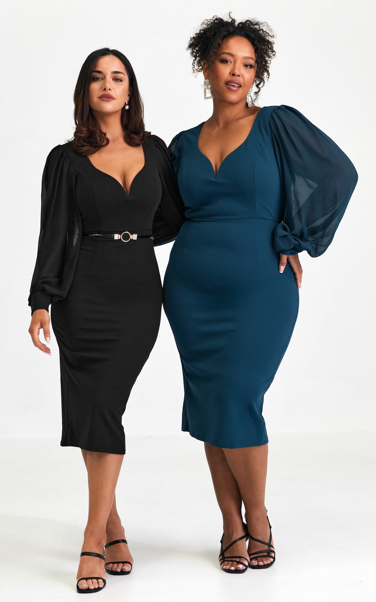 Tammy Long Sleeve Midi Dress - Black