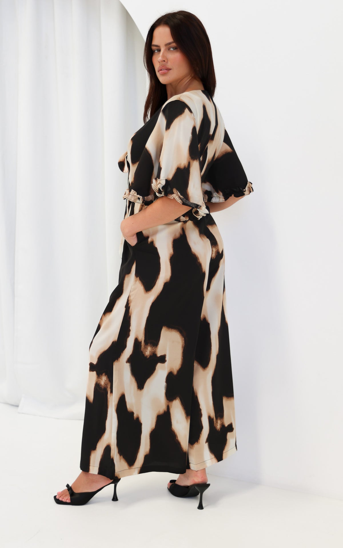 Tessa Wide Leg Jumpsuit - Big Leopard Print