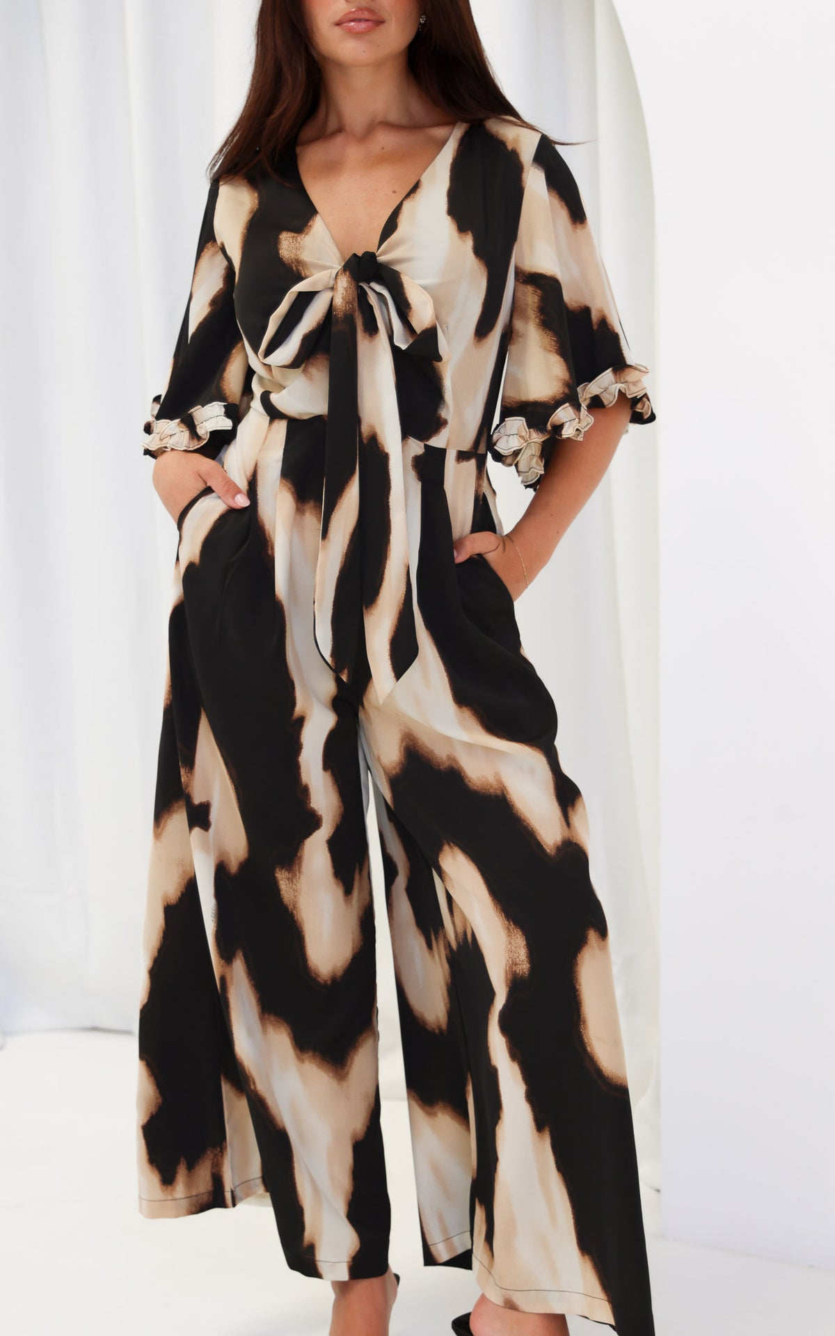 Tessa Wide Leg Jumpsuit - Big Leopard Print