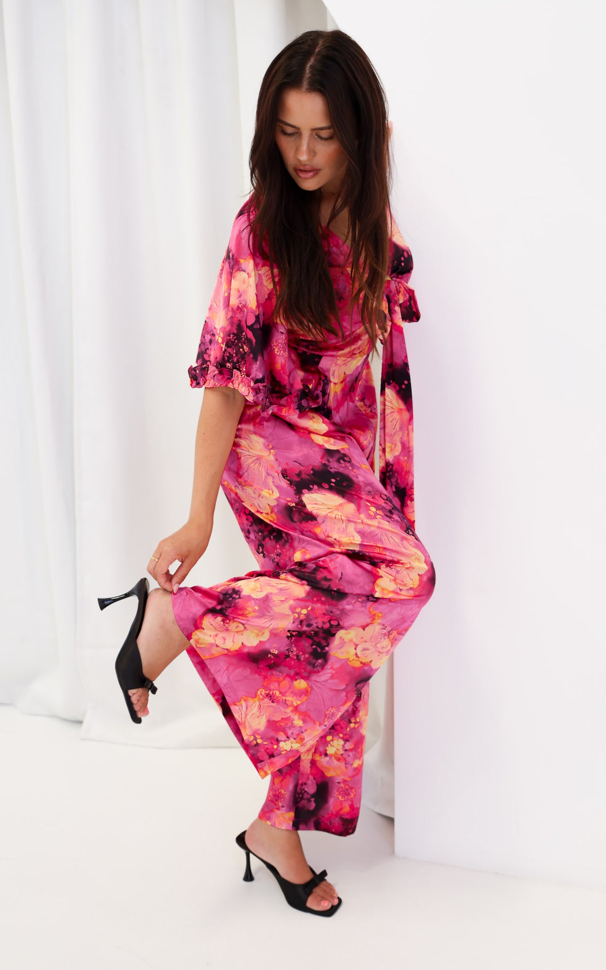 Tessa Wide Leg Jumpsuit - Plum Purple Floral