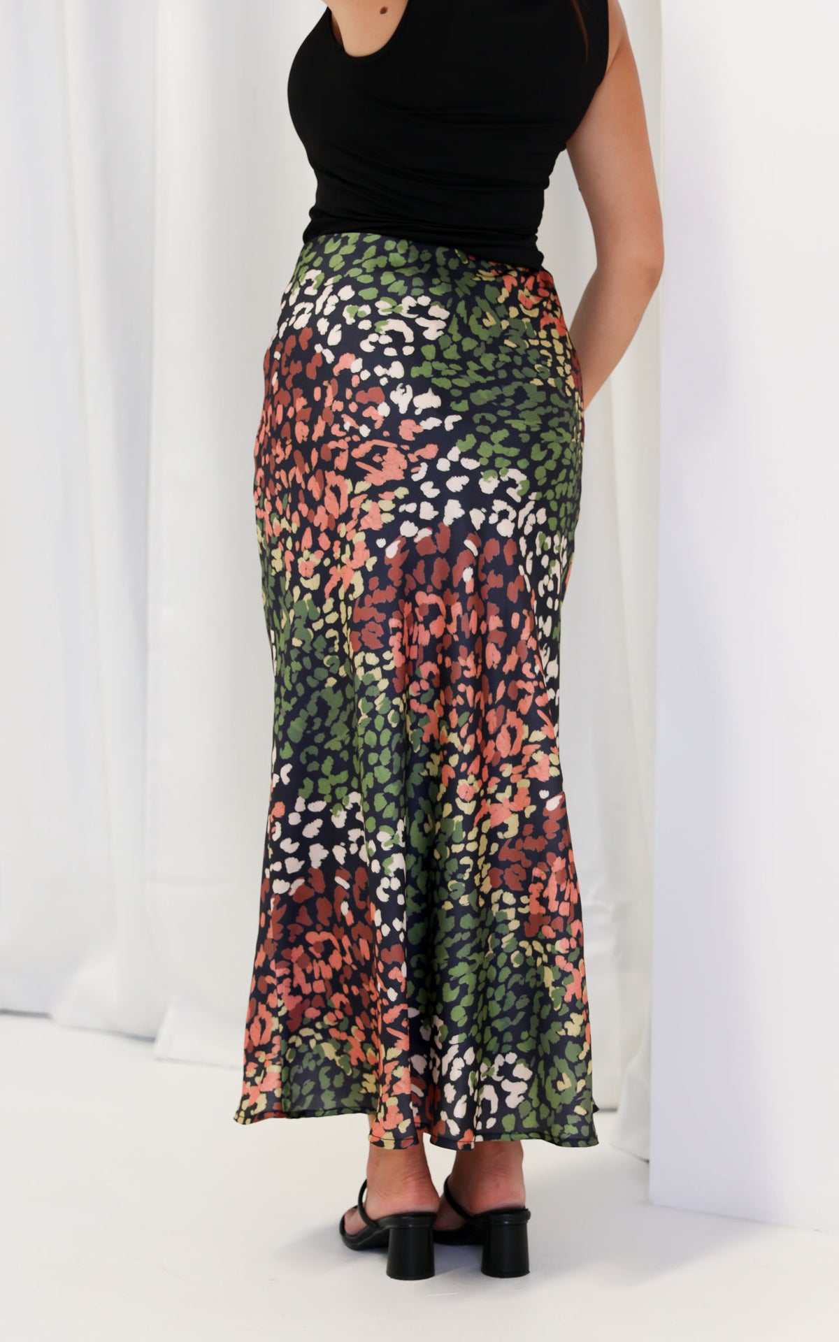 Tracey Maxi Skirt - Black Multi Print