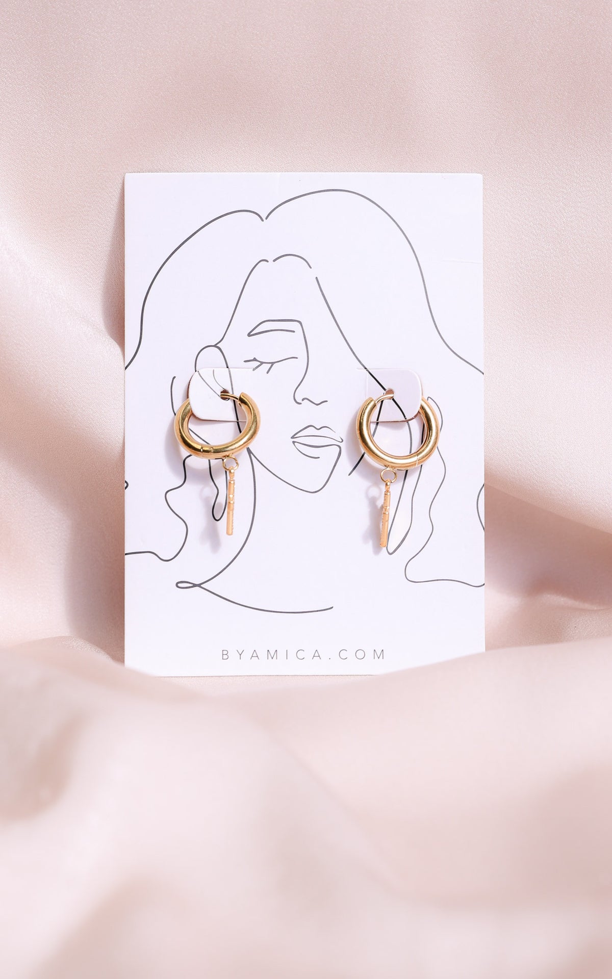 Truth Hoop Earrings - Gold Cross Diamante Charm
