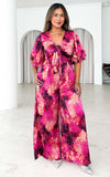Tessa Wide Leg Jumpsuit - Plum Purple Floral
