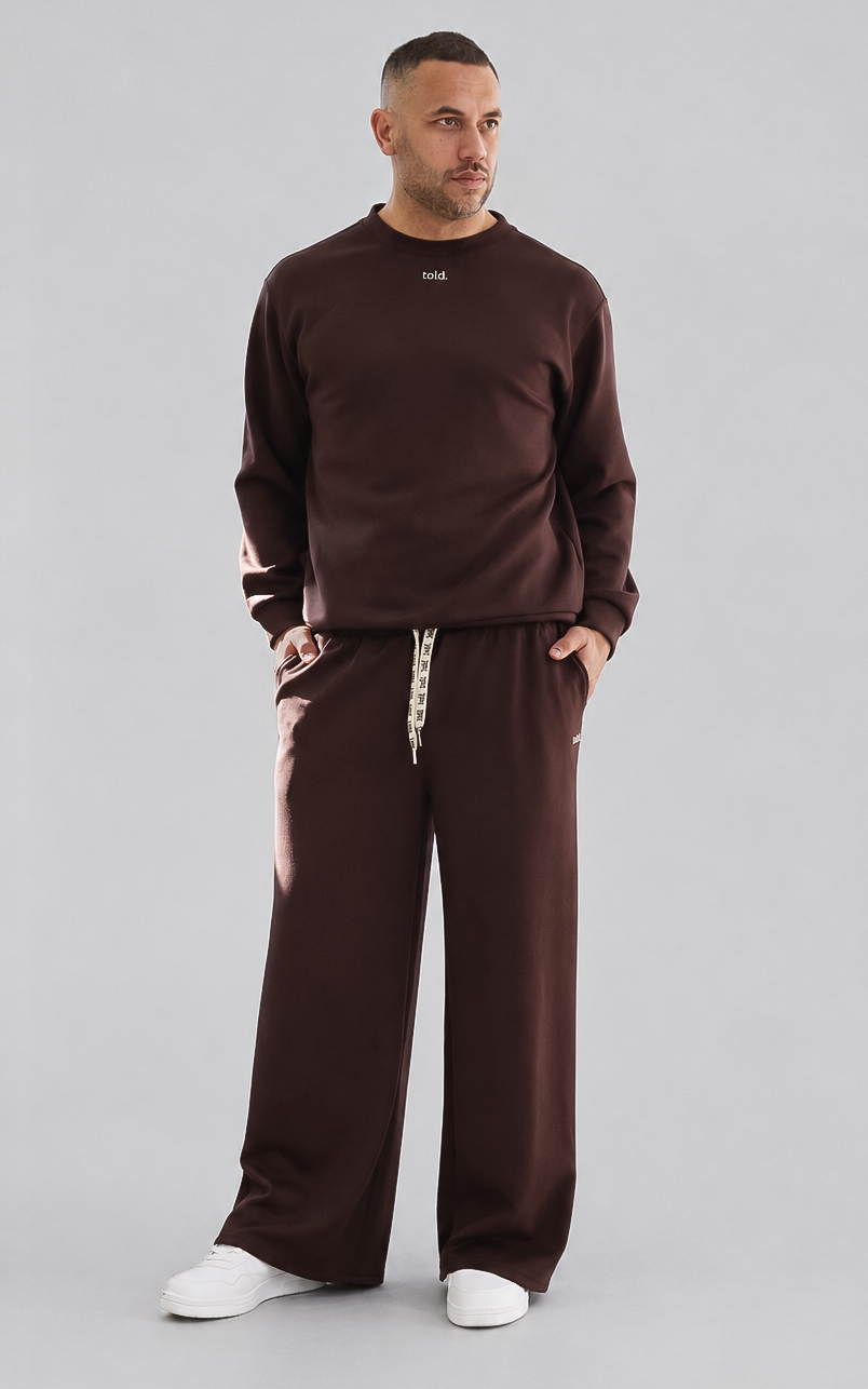 Luther Unisex Wide Leg Trackpants - Chocolate Brown