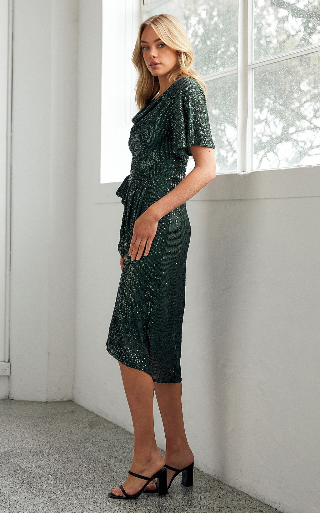 Vernot Midi Dress - Emerald Sequin