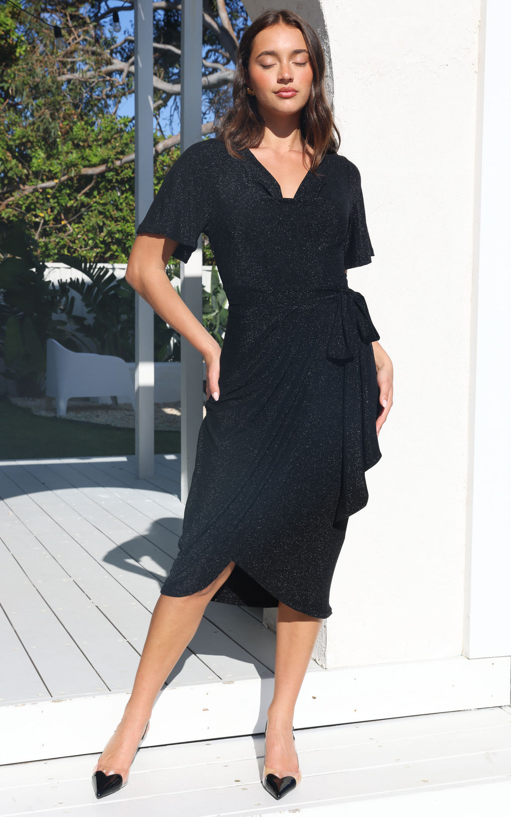 Vernot Midi Dress - Black Metallic