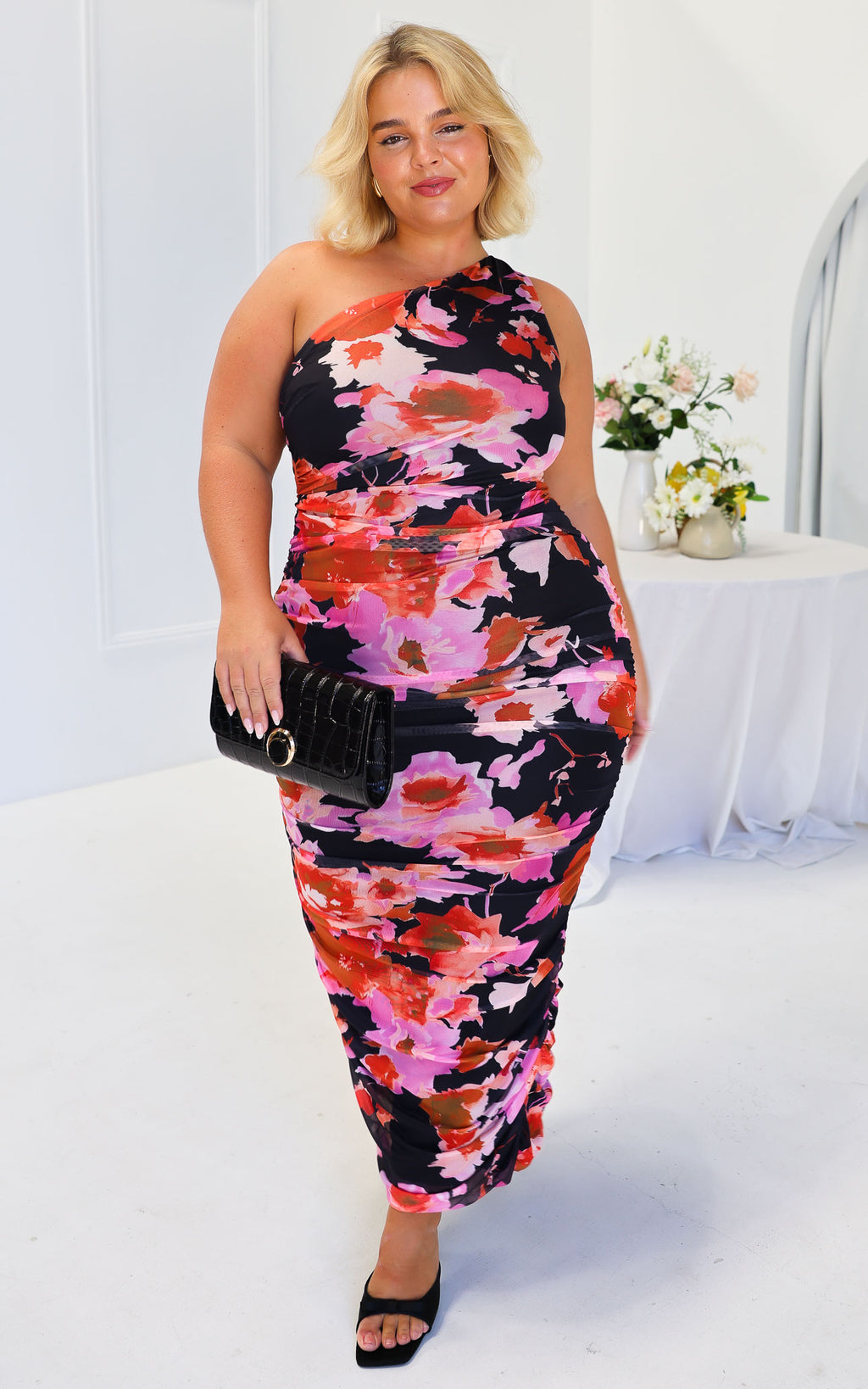 Wentworth Mesh Maxi Dress - Black Multi Floral