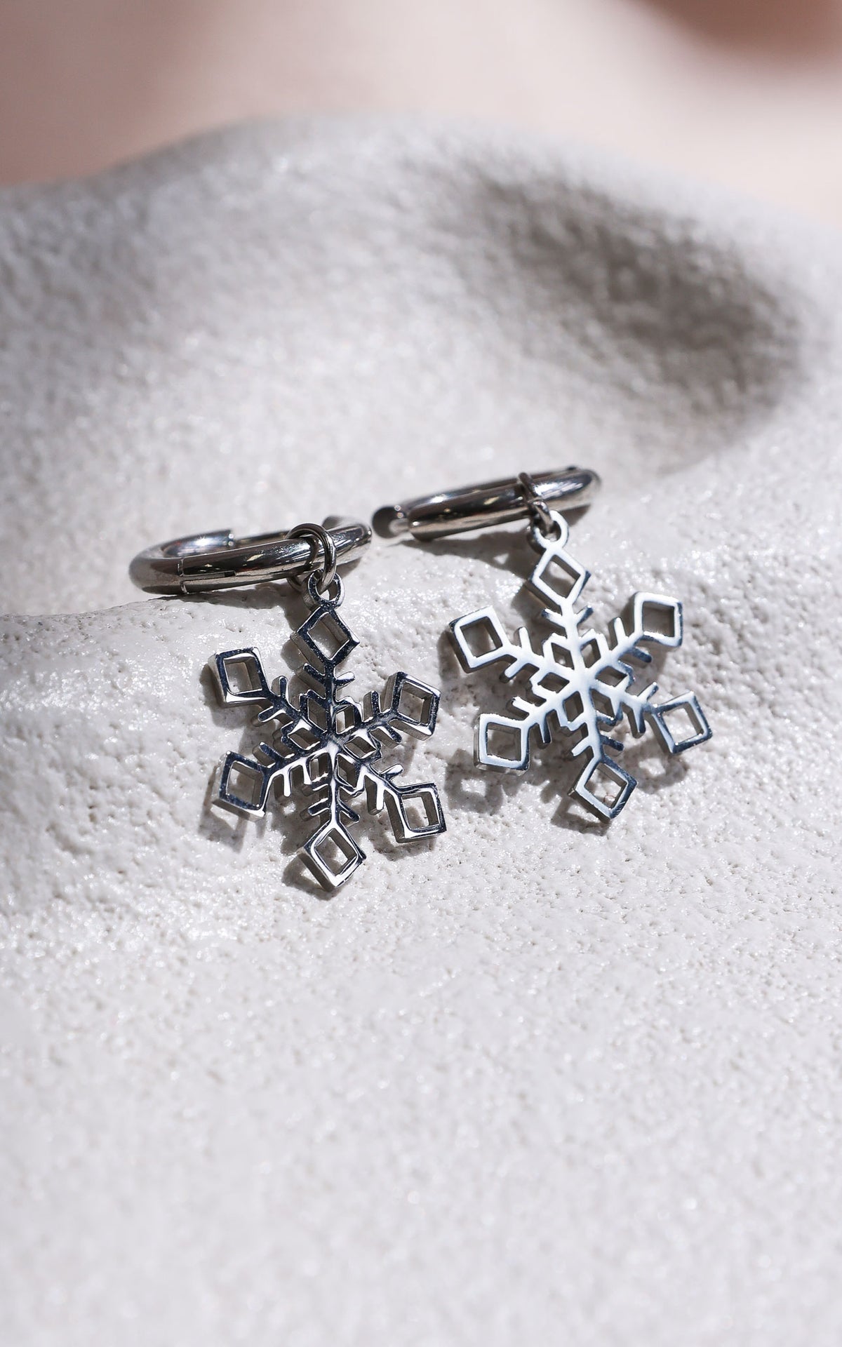 Winter Wonderland Hoop Charm Earrings - Silver Snowflake