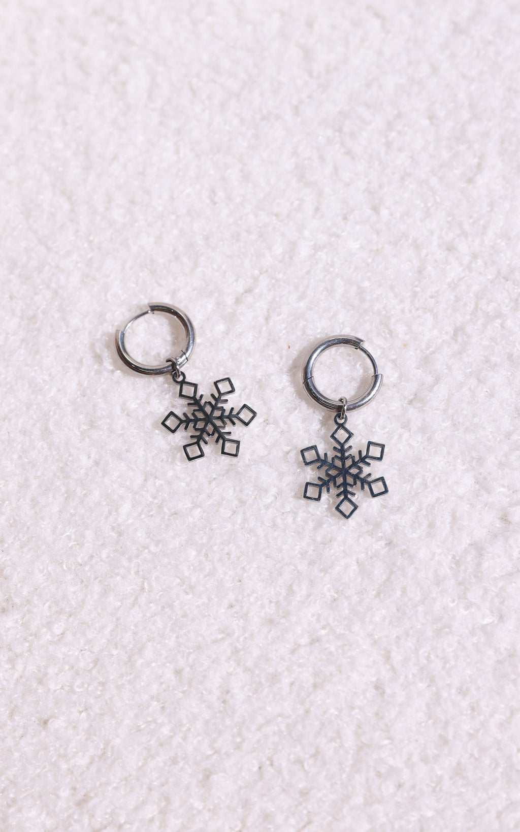 Winter Wonderland Hoop Charm Earrings - Silver Snowflake