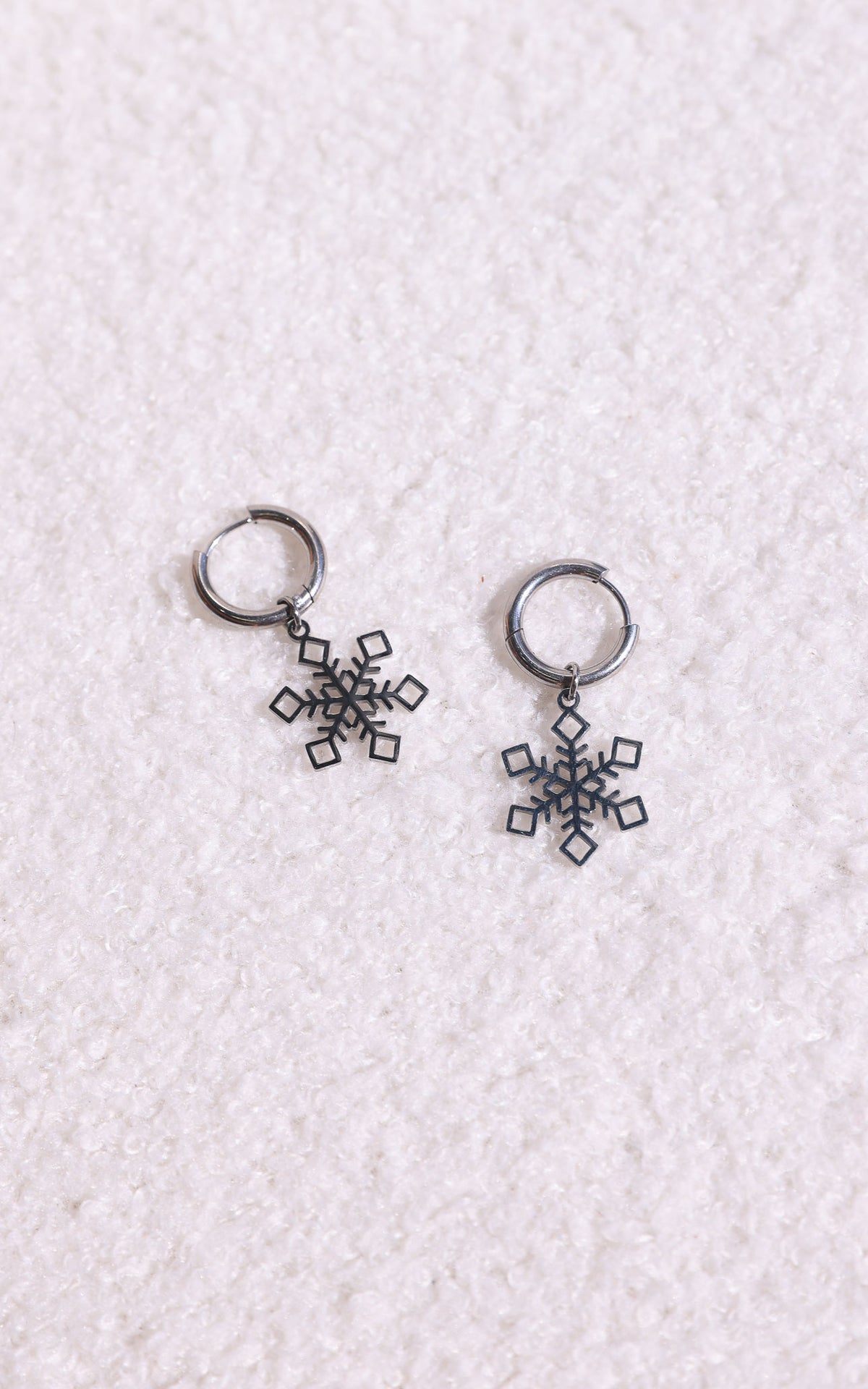 Winter Wonderland Hoop Charm Earrings - Silver Snowflake