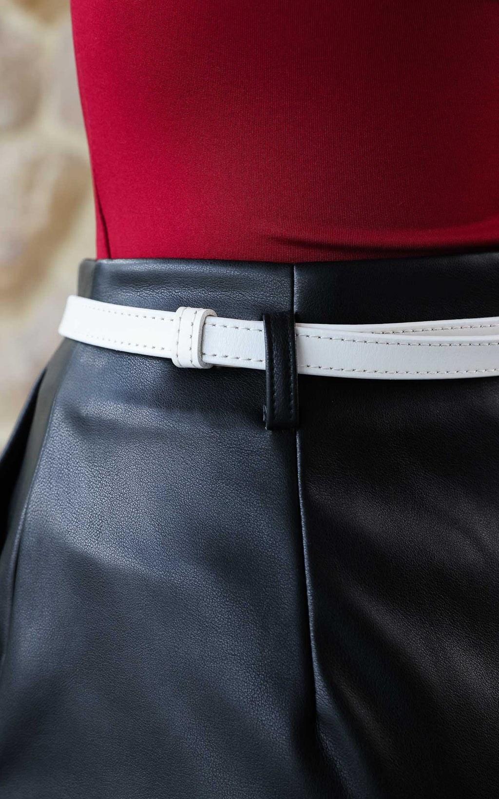 Tennyson Belt - White Ribbed Texture