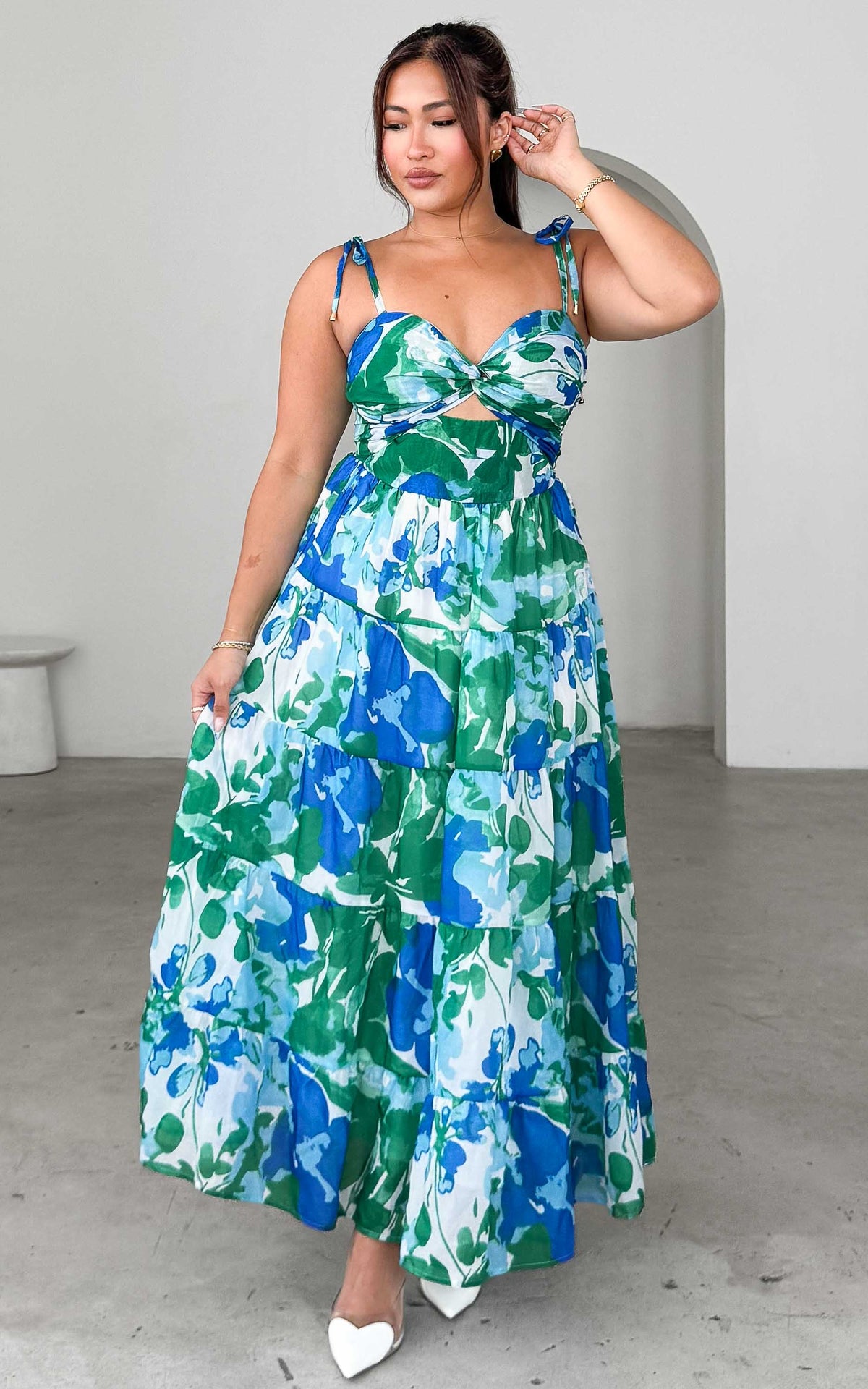 Yanis Maxi Dress - Blue Green Print