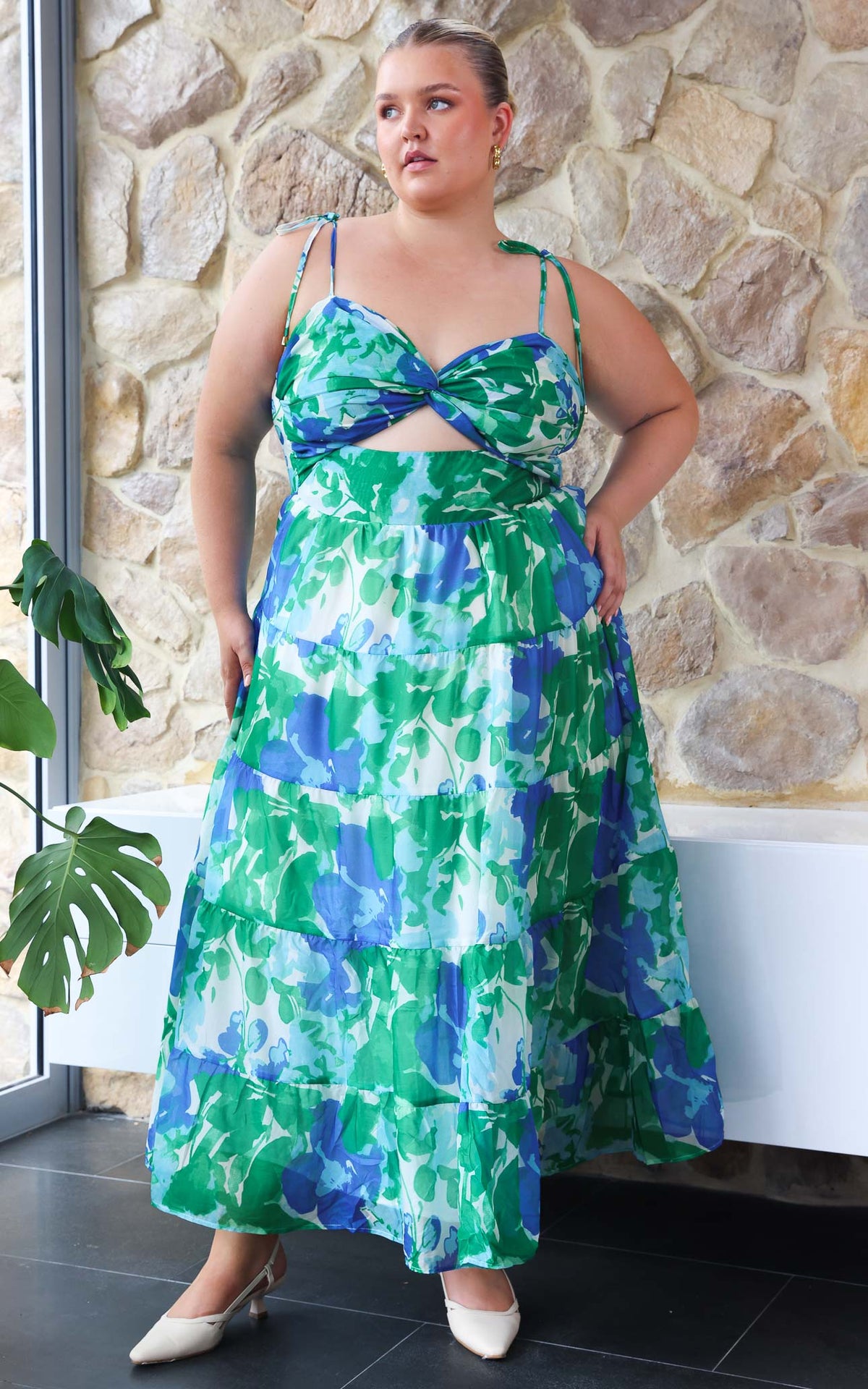 Yanis Maxi Dress - Blue Green Print