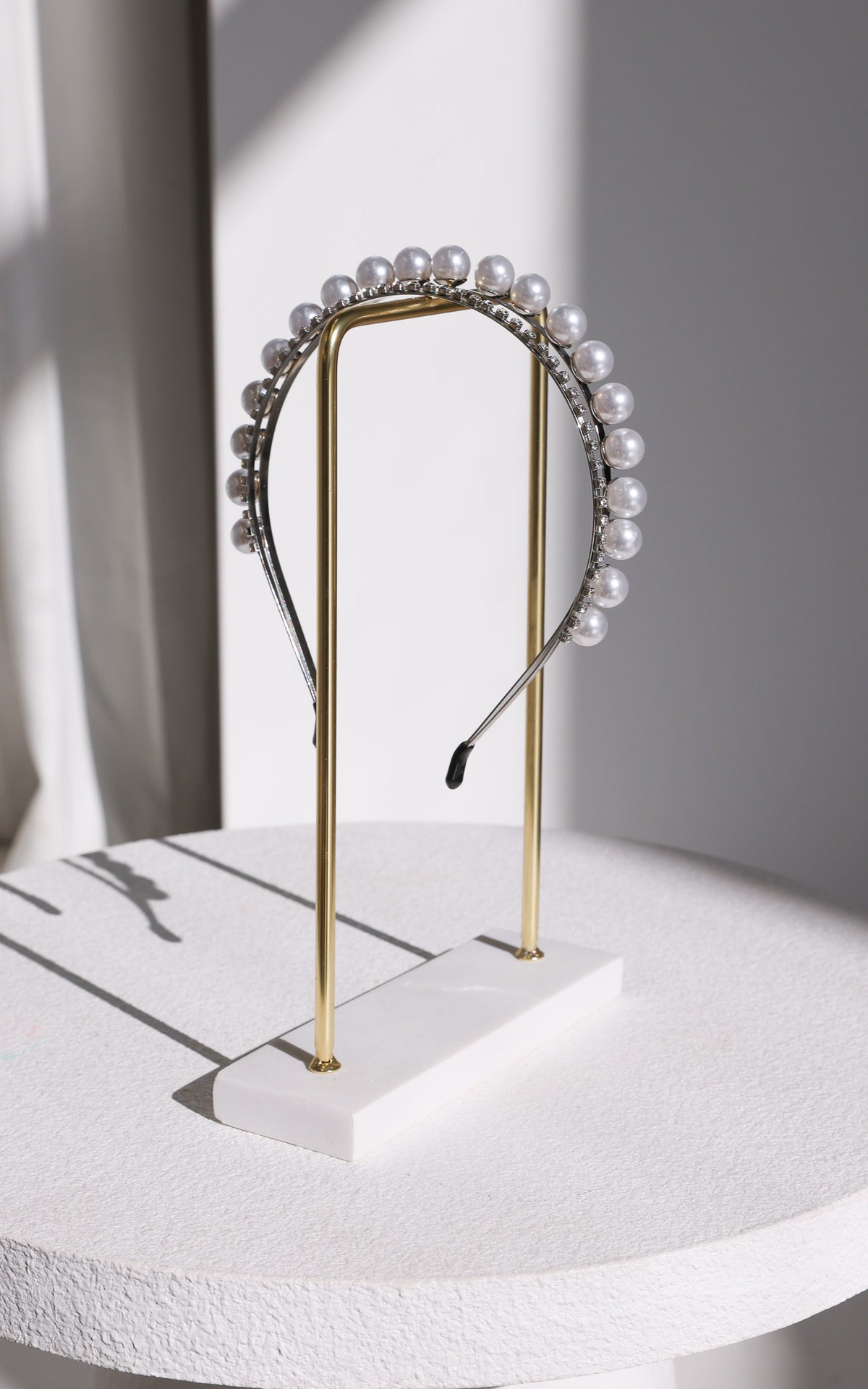 Yuka Double Layered Headband - Silver Pearl Diamante