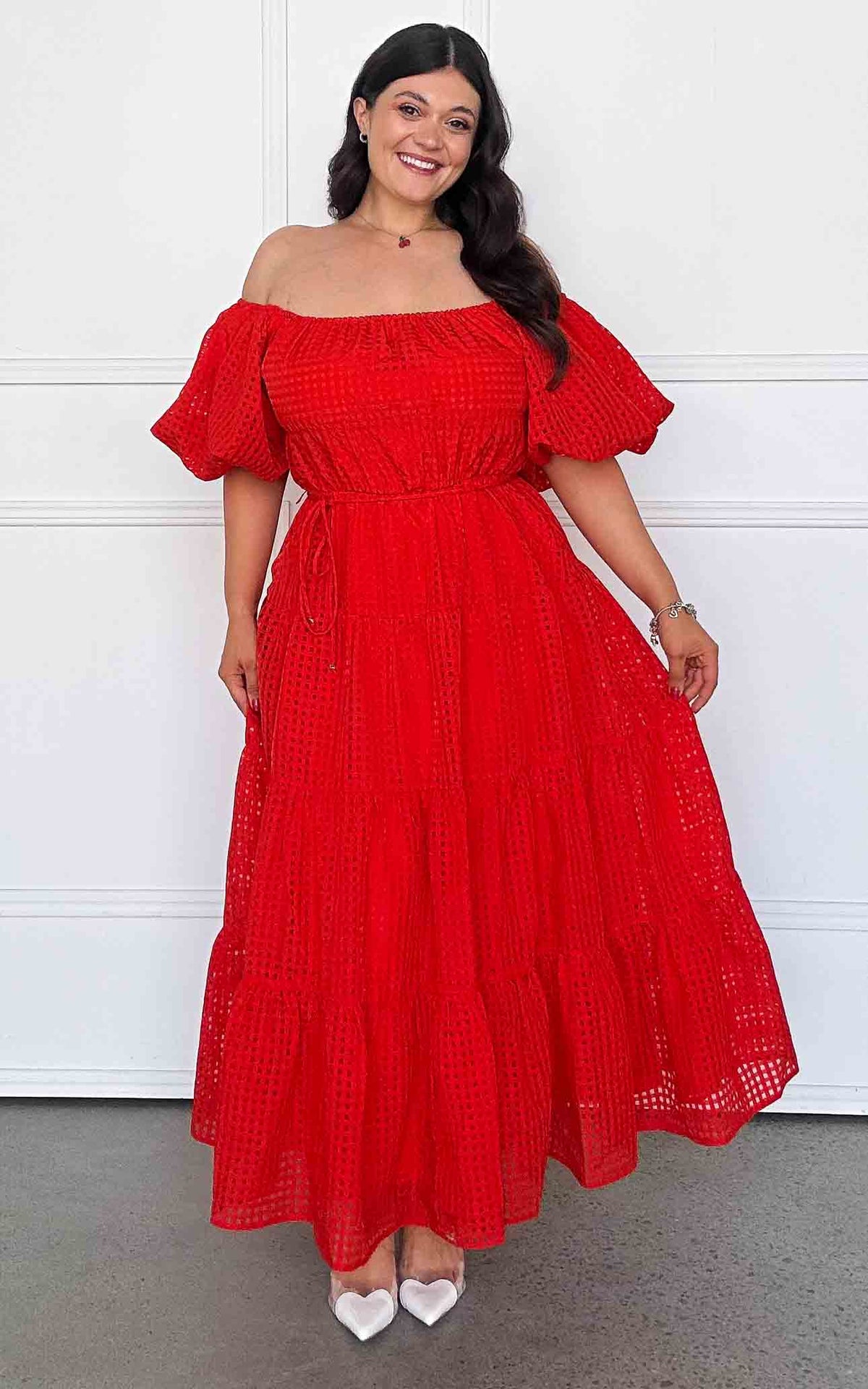 Zanetti Maxi Dress - Red Check Organza