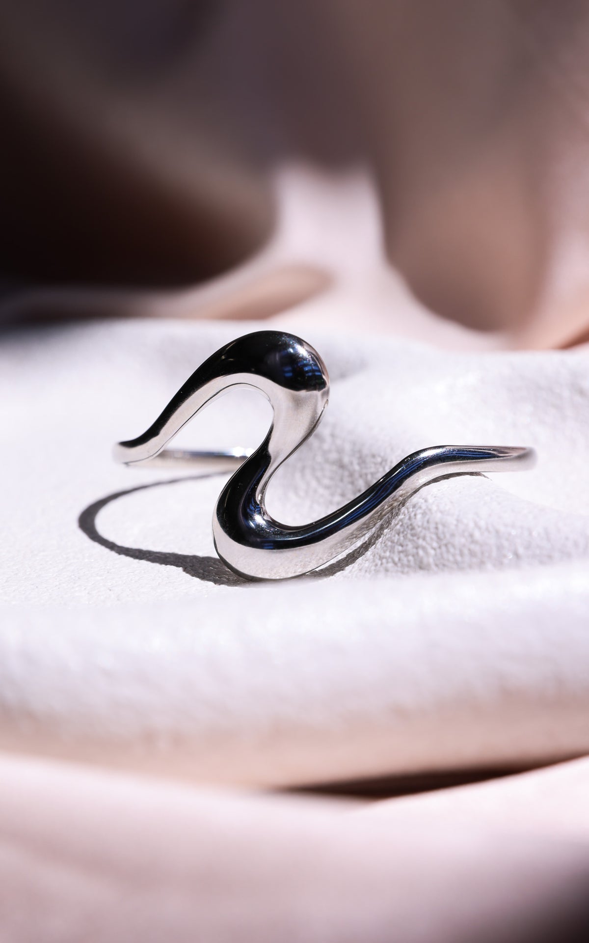 Zantali Cuff Bangle - Silver Geo Wave