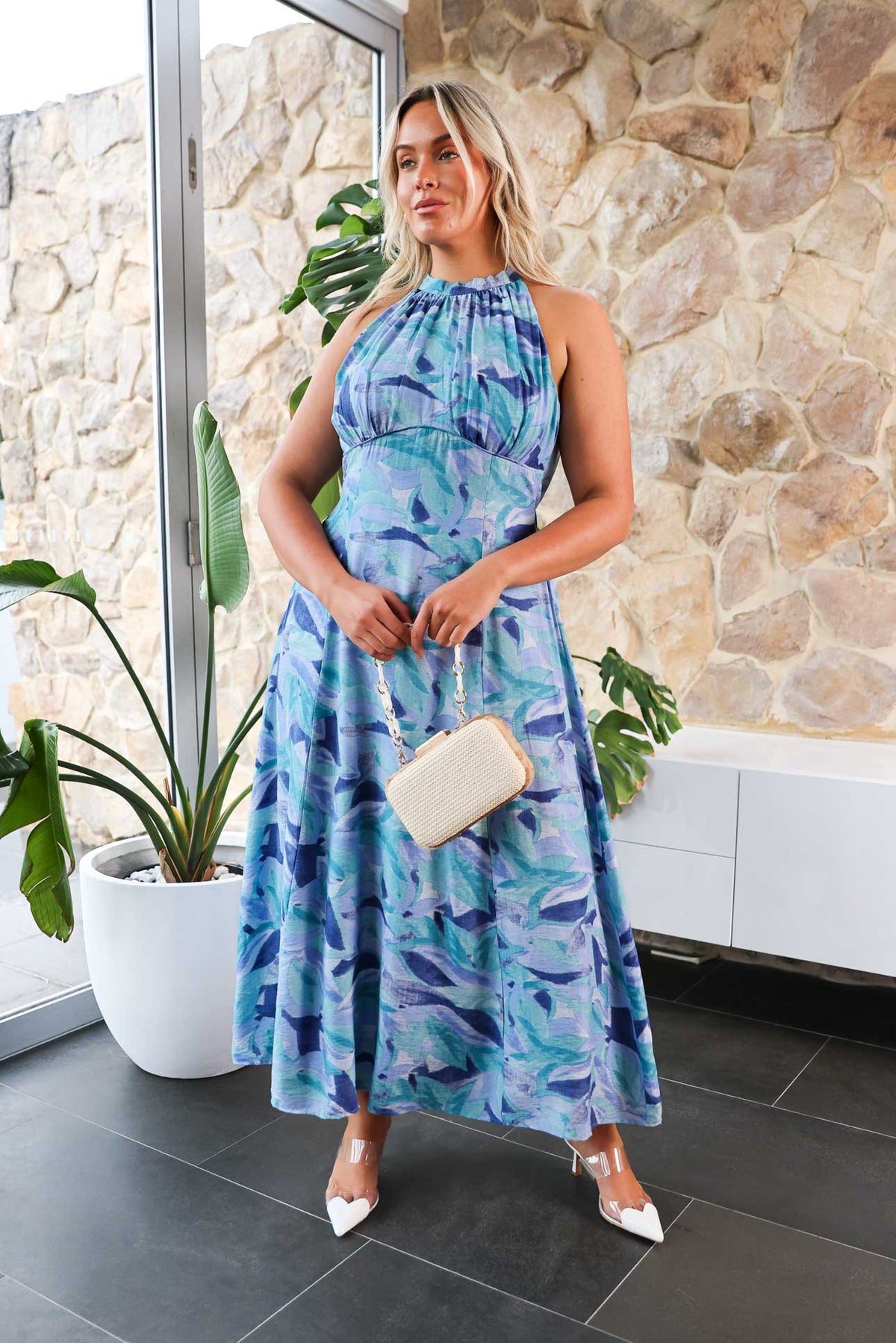 Zariko Maxi Dress - Blue Multi Print