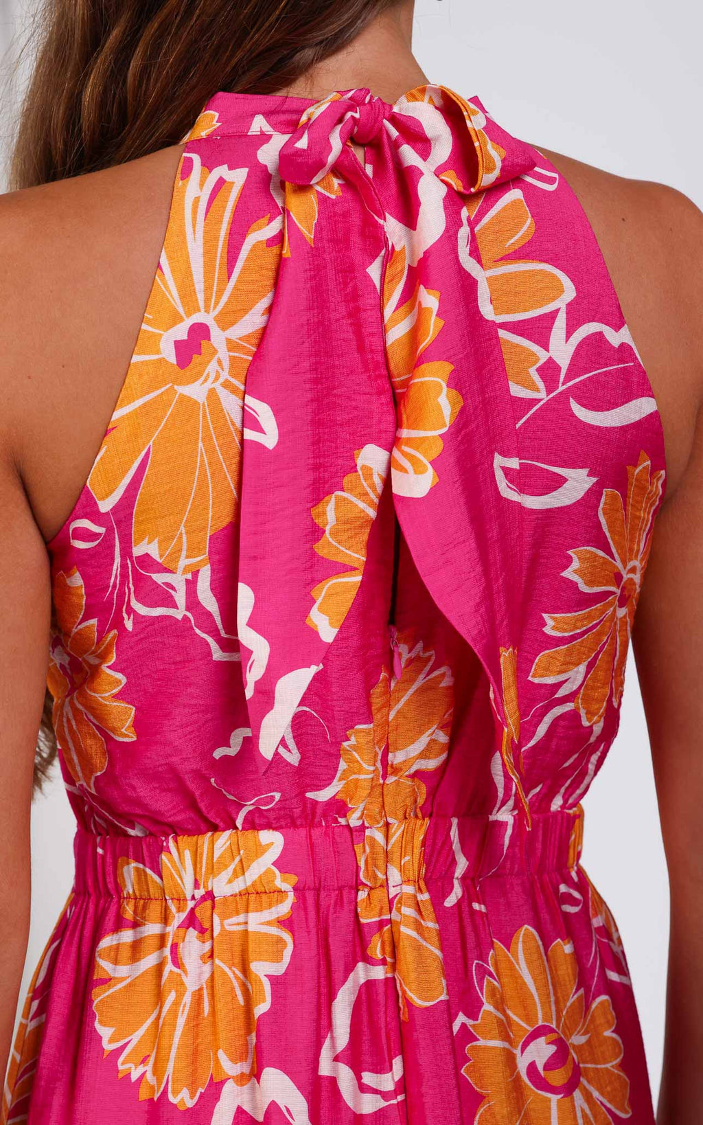 Zariko Maxi Dress - Hot Pink Orange Floral