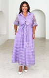 Zoeva Maxi Dress - Lilac Check Organza