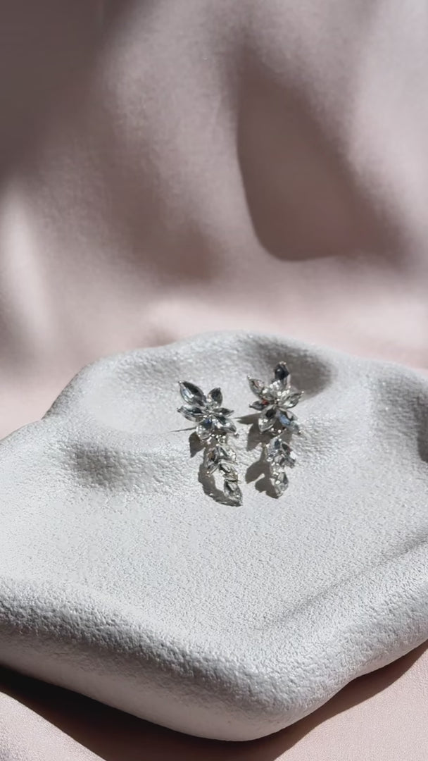 Krysta Drop Stud Earrings - Silver Clear Cluster