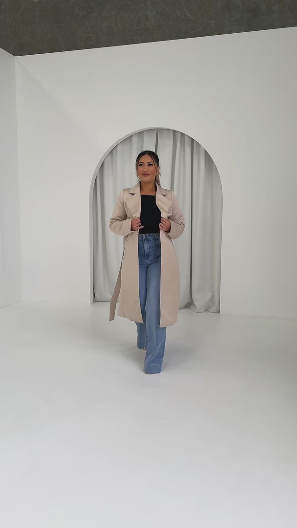 Jackson Longline Coat - Sand Beige