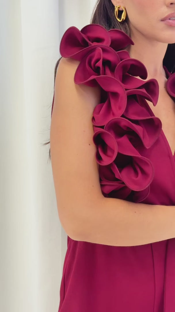 Rosaline Wide Leg Jumpsuit - Wine