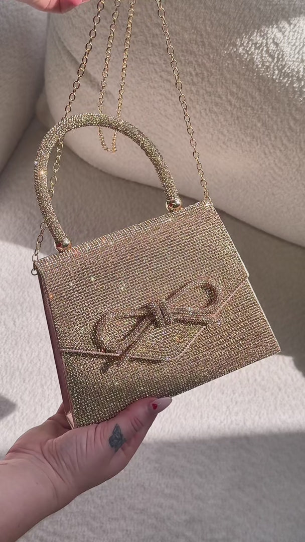Betty Rhinestone Bag - Rose Champagne Bow
