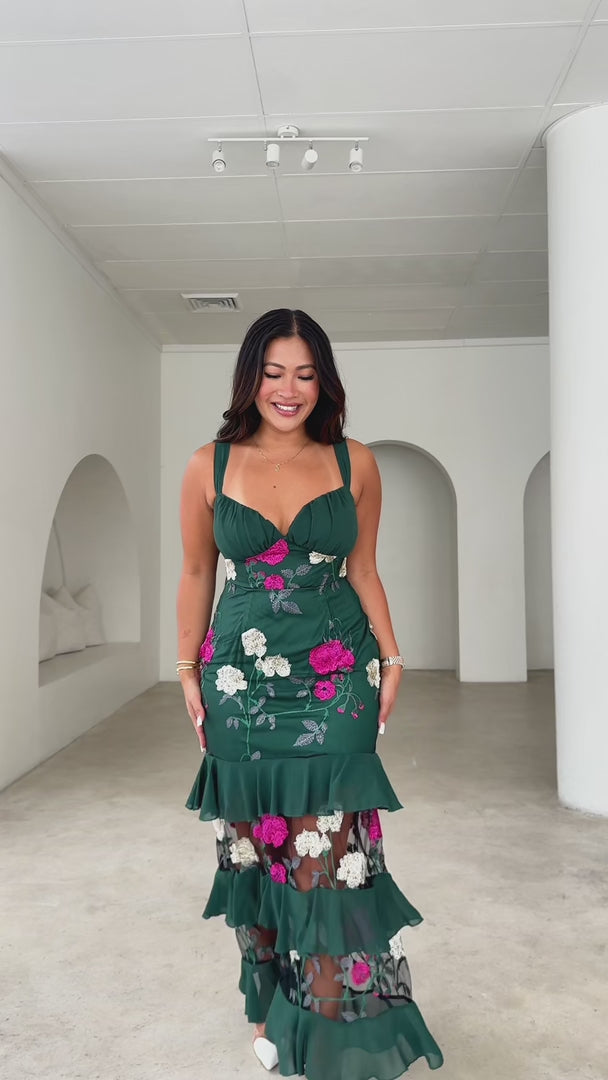 Fiorentina Maxi Dress - Emerald Green Floral
