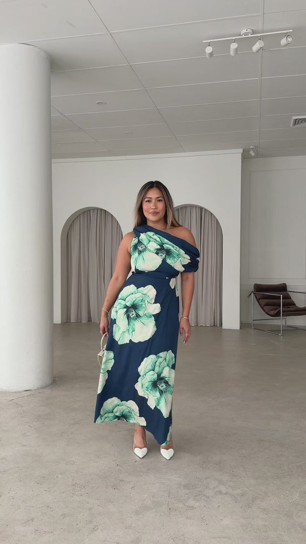 Thea Maxi Dress - Navy Green Floral