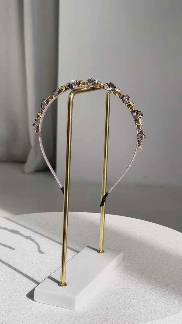 Amethyst Headband - Grey Diamante Cluster Bead