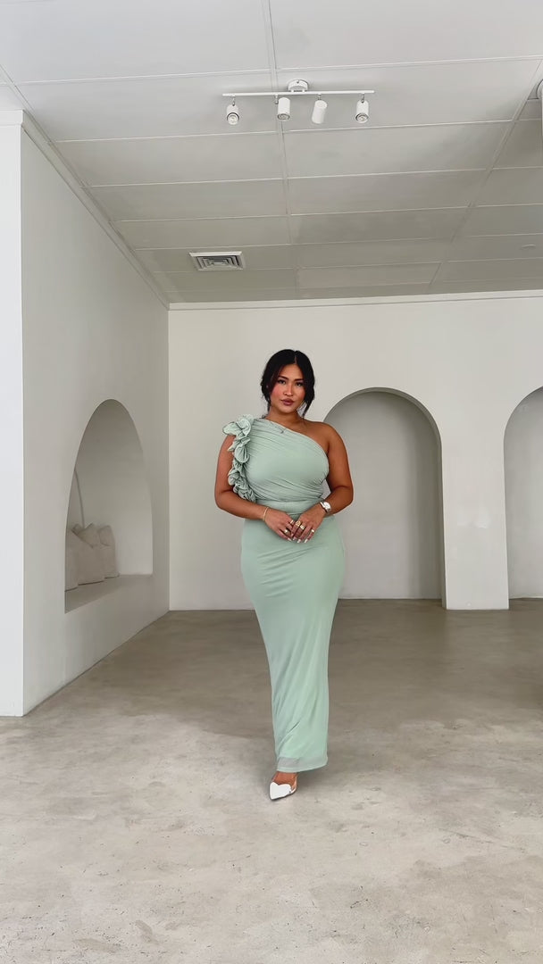 Amelio Mesh Maxi Dress - Sage