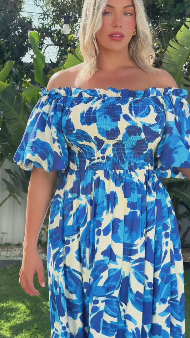 Charlene Maxi Dress - Blue Print