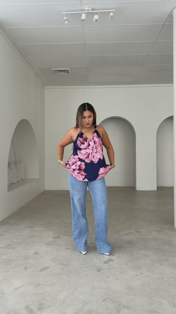 Nicco Top - Navy Pink Floral