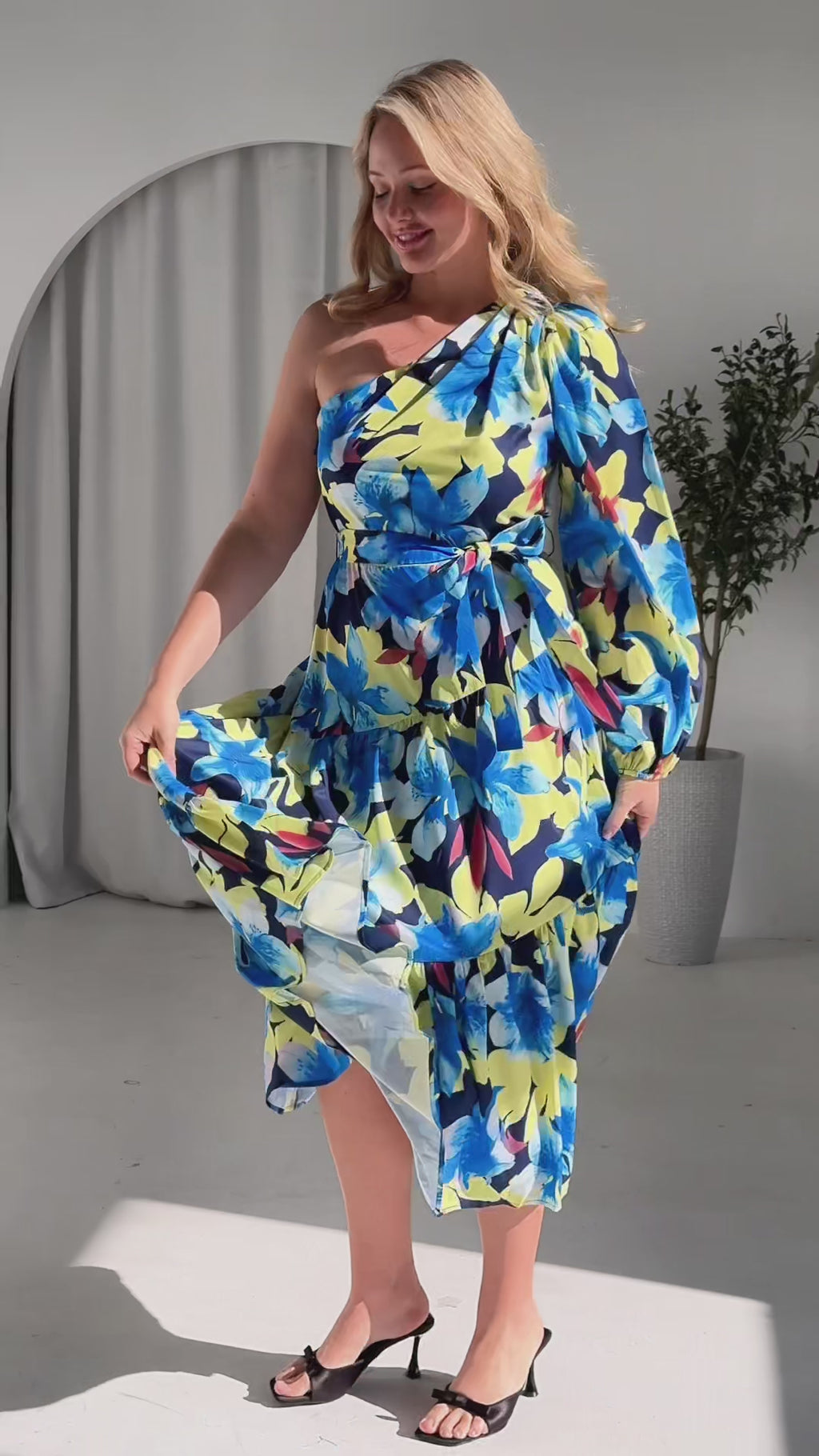 Denver Long Sleeve Maxi Dress - Blue Green Floral