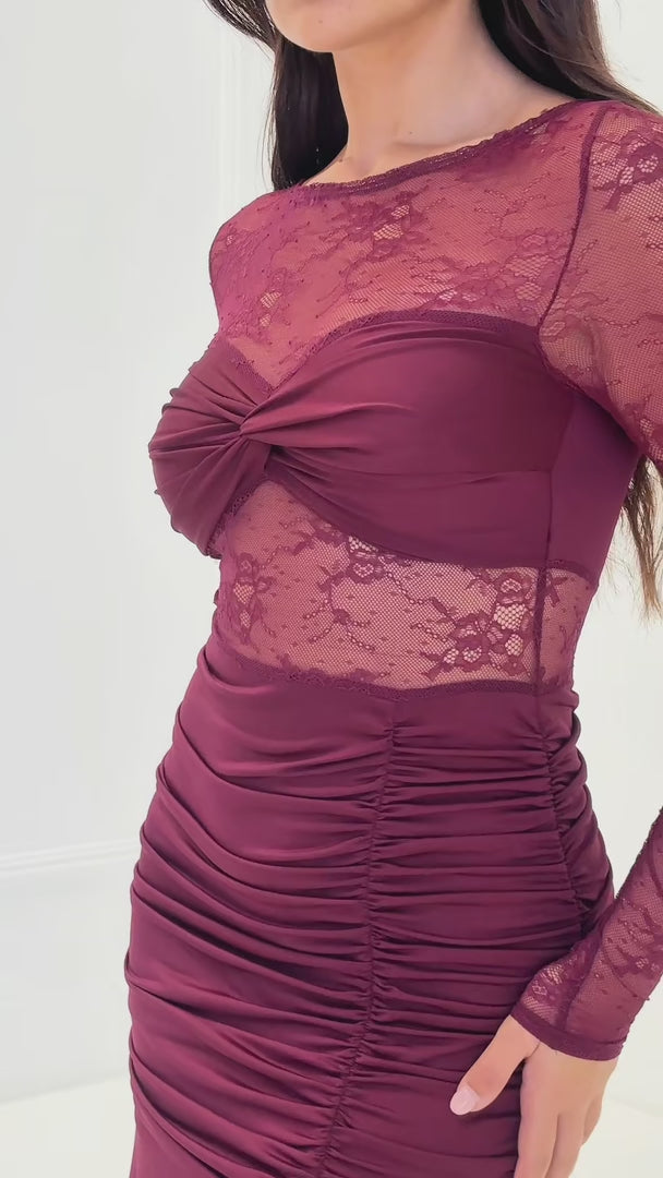 Eloquence Lace Maxi Dress - Wine