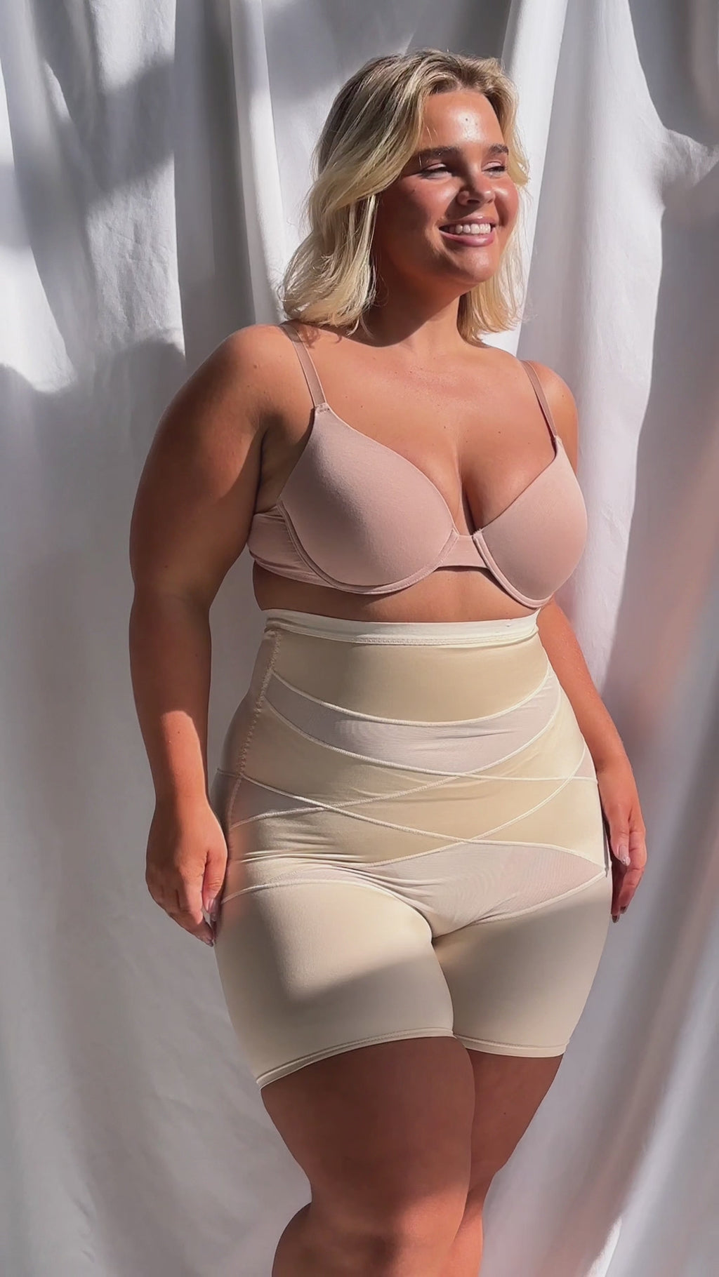 Millie High Waisted Side Boning Shapewear Control Shorts - Nude