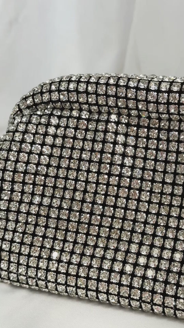Cassian Crystal Rhinestone Clutch Bag - Silver