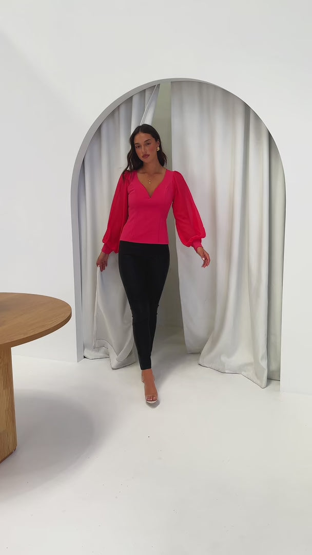 Tammy Long Sleeve Top - Watermelon Red